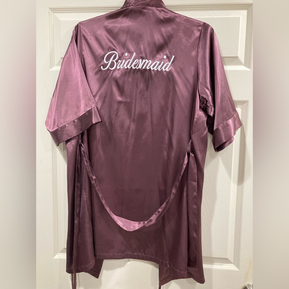 David’s Bridal Bridesmaid Satin Wine Robe